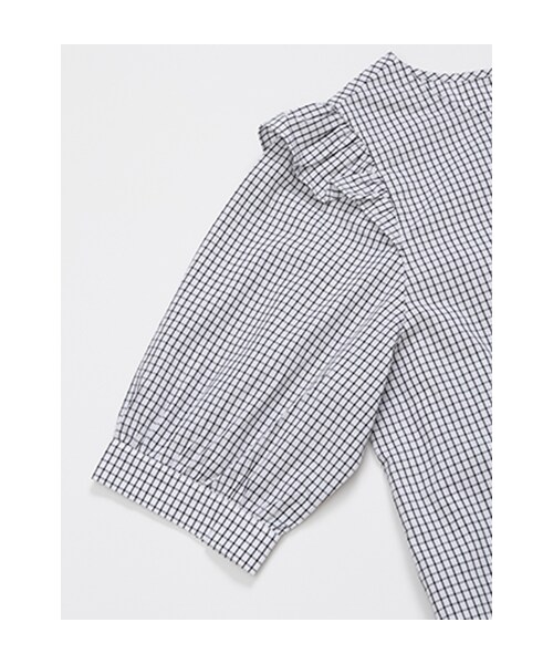 w closet（ダブルクローゼット）の「【A/W】格子柄袖フリルプルオーバー（トップス・レディース・オフホワイト/ブラック・FREE）」の7枚目の写真
