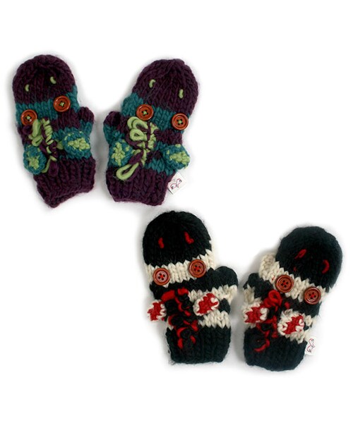 SUPER BOO HOMES（スーパー ブー オム）の「シマウマミトン（ファッション雑貨・キッズ・ブルー/オフホワイト・S/M）」の3枚目の写真