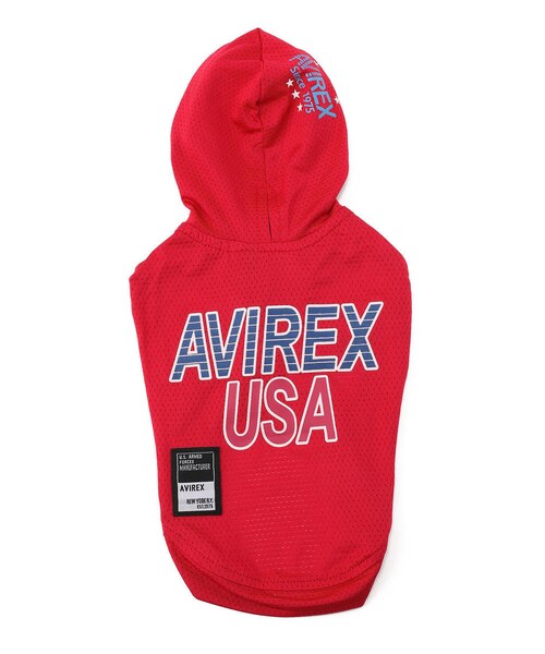 AVIREX(アヴィレックス)の「【DOG WEAR】 ラピッド ロゴ パーカ/DOG PARKA RAPID LOGO(その他・メンズ・GREY/RED・S, M, L, XL, XXL, F, 21)」の1枚目の写真