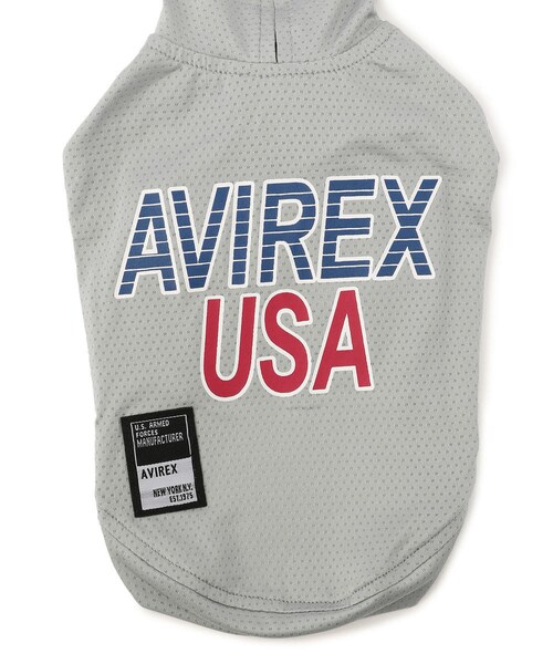 AVIREX(アヴィレックス)の「【DOG WEAR】 ラピッド ロゴ パーカ/DOG PARKA RAPID LOGO(その他・メンズ・GREY/RED・S, M, L, XL, XXL, F, 21)」の4枚目の写真