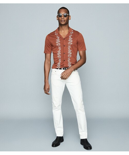 REISS,Boone Copper Embroidered Cuban 