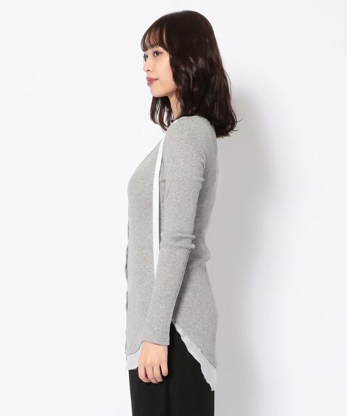 ADDICT NOIR（アディクトノアー）の「【別注】ADDICT NOIR/アディクト ノアー/リブ カーディガン（トップス・BLACK/GREY・F）」の2枚目の写真