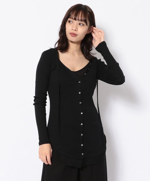 ADDICT NOIR（アディクトノアー）の「【別注】ADDICT NOIR/アディクト ノアー/リブ カーディガン（トップス・BLACK/GREY・F）」の10枚目の写真