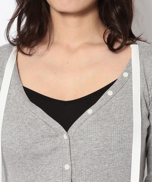 ADDICT NOIR（アディクトノアー）の「【別注】ADDICT NOIR/アディクト ノアー/リブ カーディガン（トップス・BLACK/GREY・F）」の4枚目の写真