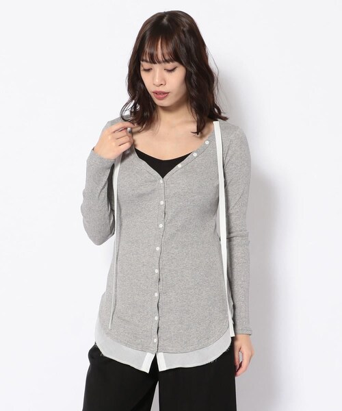 ADDICT NOIR（アディクトノアー）の「【別注】ADDICT NOIR/アディクト ノアー/リブ カーディガン（トップス・BLACK/GREY・F）」の11枚目の写真