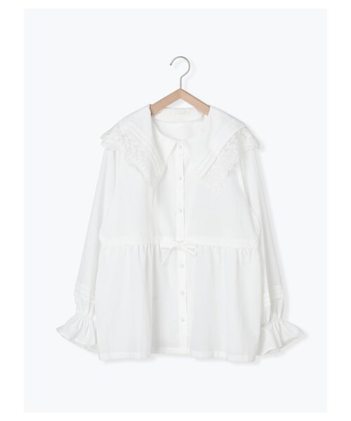 ehka sopo（エヘカソポ）の「≪USED≫レースピンタック衿チュニックブラウス（トップス・オフホワイト/ベージュ/ミント・F）」の9枚目の写真