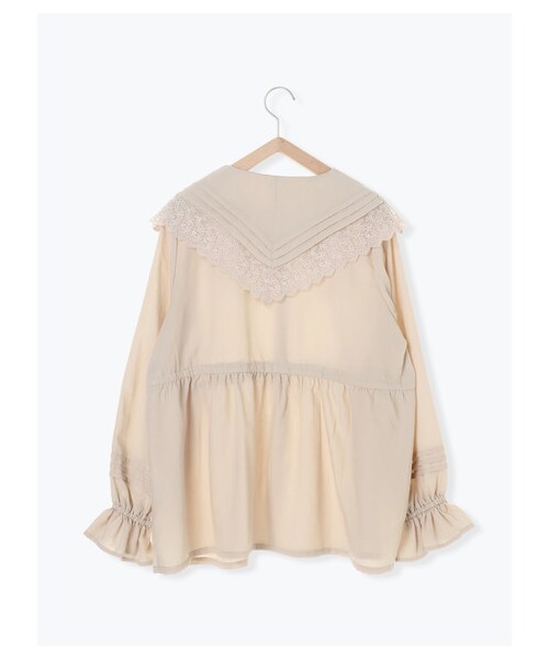 ehka sopo（エヘカソポ）の「≪USED≫レースピンタック衿チュニックブラウス（トップス・オフホワイト/ベージュ/ミント・F）」の2枚目の写真