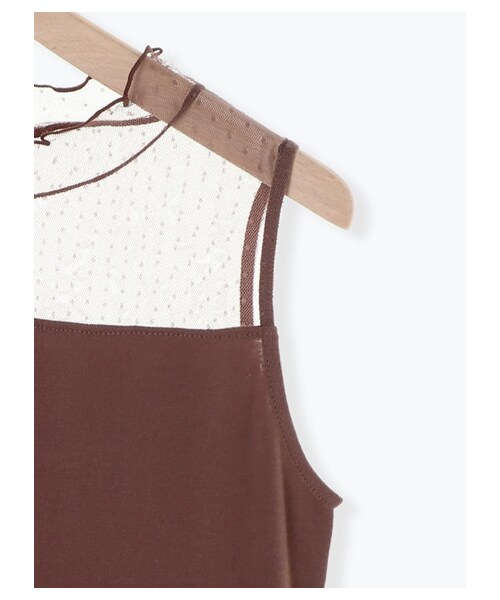 ehka sopo（エヘカソポ）の「ドットチュールインナー（トップス・アイボリー/ブラック/ベージュ/ブラウン・F）」の4枚目の写真