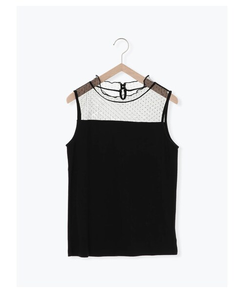 ehka sopo（エヘカソポ）の「ドットチュールインナー（トップス・アイボリー/ブラック/ベージュ/ブラウン・F）」の9枚目の写真