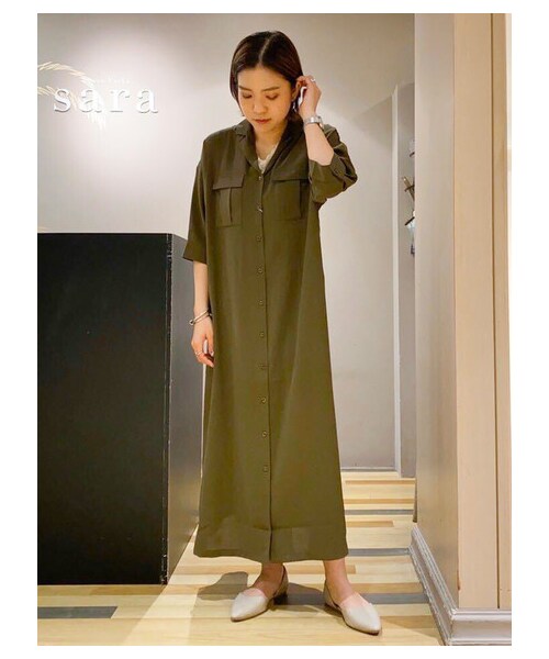 Green Parks(グリーンパークス)の「【Special Price】・Petit Fleur サファリシャツワンピース(ワンピース/ドレス・ベージュ/ブラウン/マスタード/カーキ・F)」の1枚目の写真