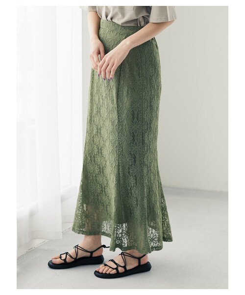Green　Parks（グリーンパークス）の「【Special Price】・Petit Fleur レースマーメイドスカート（スカート・ブラック/モカ/カーキ・F）」の17枚目の写真