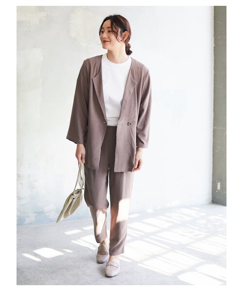 Green　Parks（グリーンパークス）の「【Special Price】・ELENCARE DUEレーヨン麻テーパードパンツ（パンツ・ベージュ/モカ/ミント・F）」の2枚目の写真