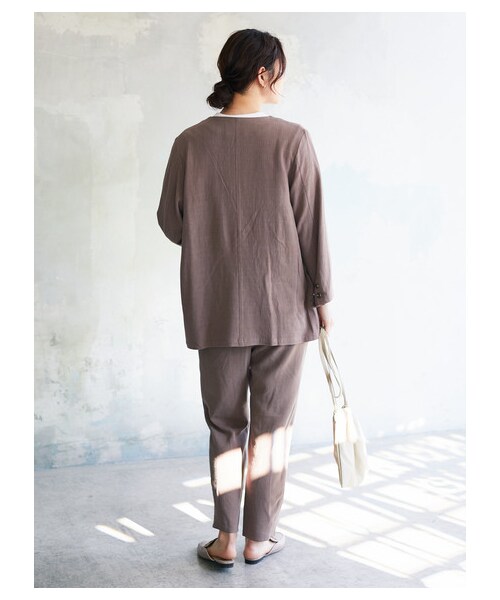 Green　Parks（グリーンパークス）の「【Special Price】・ELENCARE DUEレーヨン麻テーパードパンツ（パンツ・ベージュ/モカ/ミント・F）」の4枚目の写真