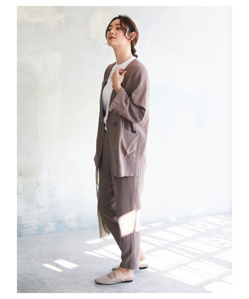 Green　Parks（グリーンパークス）の「【Special Price】・ELENCARE DUEレーヨン麻テーパードパンツ（パンツ・ベージュ/モカ/ミント・F）」の3枚目の写真