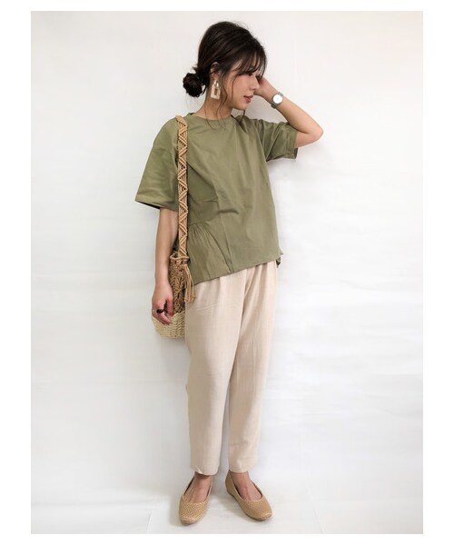 Green　Parks（グリーンパークス）の「【Special Price】・ELENCARE DUEレーヨン麻テーパードパンツ（パンツ・ベージュ/モカ/ミント・F）」の9枚目の写真