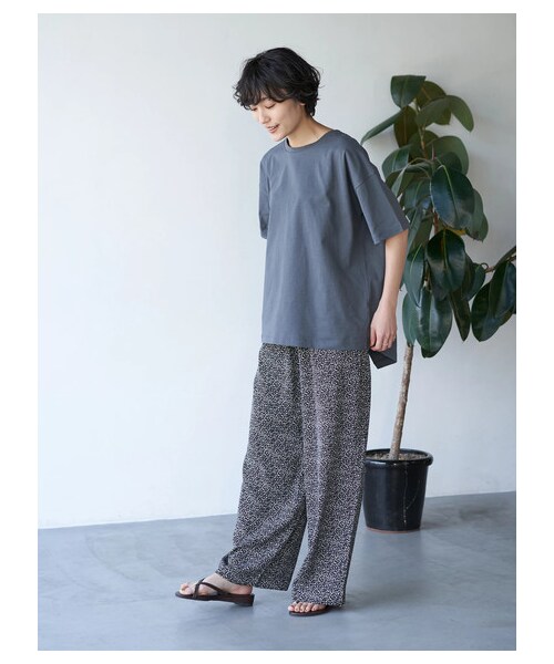 AMERICAN HOLIC（アメリカンホリック）の「ドロストとろみワイドパンツ（パンツ・モカ/マルチ/ストライプ/ドット/スモールフラワー/ビッグフラワー・M/L）」の7枚目の写真