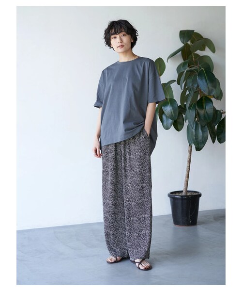 AMERICAN HOLIC（アメリカンホリック）の「ドロストとろみワイドパンツ（パンツ・モカ/マルチ/ストライプ/ドット/スモールフラワー/ビッグフラワー・M/L）」の5枚目の写真