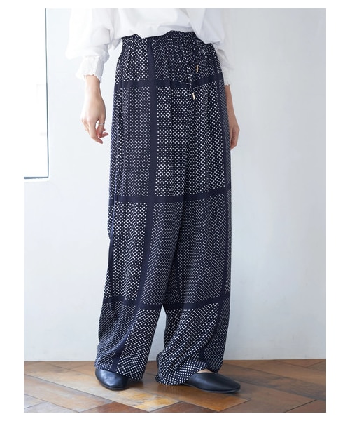 AMERICAN HOLIC（アメリカンホリック）の「ドロストとろみワイドパンツ（パンツ・モカ/マルチ/ストライプ/ドット/スモールフラワー/ビッグフラワー・M/L）」の21枚目の写真
