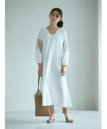 earth music&ecology | 【Special Price】エスニック風袖刺繍ガウンワンピース(ワンピース/ドレス)