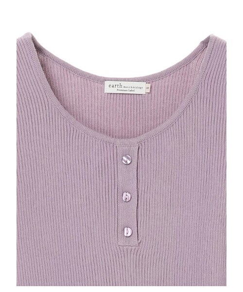 earth music&ecology（アースミュージックアンドエコロジー）の「【Special Price】オーガニックコットンヘンリーボタンニットタンク（トップス・ブラック/ライトベージュ/ベージュ/モカ/ミント/ラベンダー・S/M）」の3枚目の写真