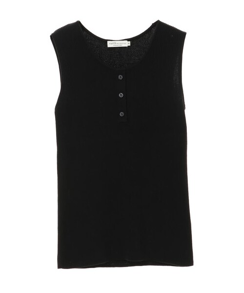 earth music&ecology（アースミュージックアンドエコロジー）の「【Special Price】オーガニックコットンヘンリーボタンニットタンク（トップス・ブラック/ライトベージュ/ベージュ/モカ/ミント/ラベンダー・S/M）」の7枚目の写真