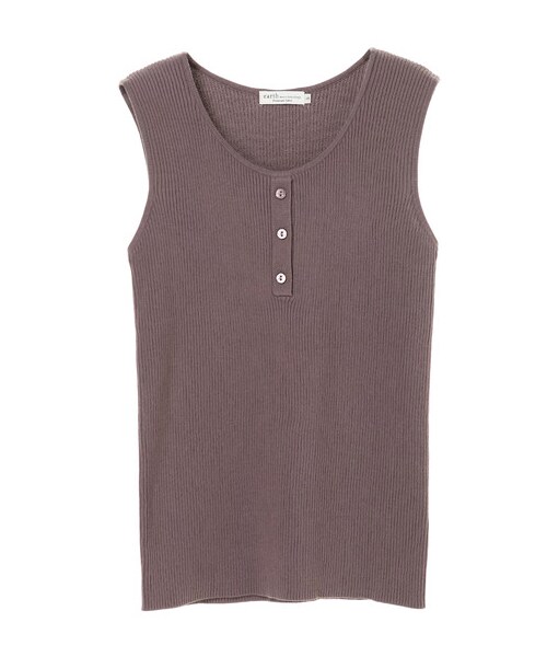 earth music&ecology（アースミュージックアンドエコロジー）の「【Special Price】オーガニックコットンヘンリーボタンニットタンク（トップス・ブラック/ライトベージュ/ベージュ/モカ/ミント/ラベンダー・S/M）」の10枚目の写真