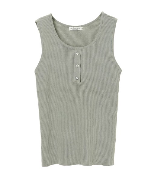 earth music&ecology（アースミュージックアンドエコロジー）の「【Special Price】オーガニックコットンヘンリーボタンニットタンク（トップス・ブラック/ライトベージュ/ベージュ/モカ/ミント/ラベンダー・S/M）」の11枚目の写真
