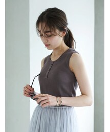 earth music&ecology | 【Special Price】オーガニックコットンヘンリーボタンニットタンク(トップス)