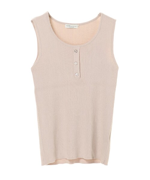 earth music&ecology（アースミュージックアンドエコロジー）の「【Special Price】オーガニックコットンヘンリーボタンニットタンク（トップス・ブラック/ライトベージュ/ベージュ/モカ/ミント/ラベンダー・S/M）」の8枚目の写真