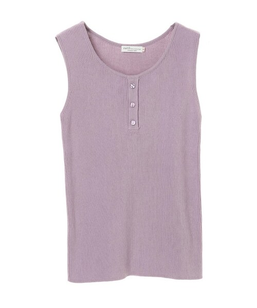 earth music&ecology（アースミュージックアンドエコロジー）の「【Special Price】オーガニックコットンヘンリーボタンニットタンク（トップス・ブラック/ライトベージュ/ベージュ/モカ/ミント/ラベンダー・S/M）」の12枚目の写真