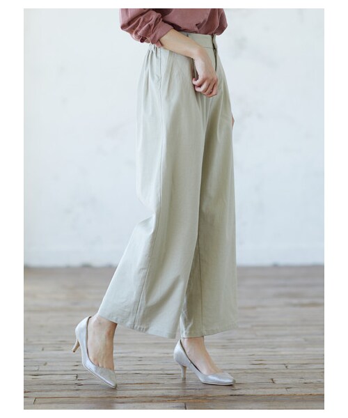 earth music&ecology（アースミュージックアンドエコロジー）の「【Special Price】めちゃはきやす麻混ワイドパンツ（パンツ・ベージュ/ネイビー/エクリュー/チェック・M/L）」の8枚目の写真