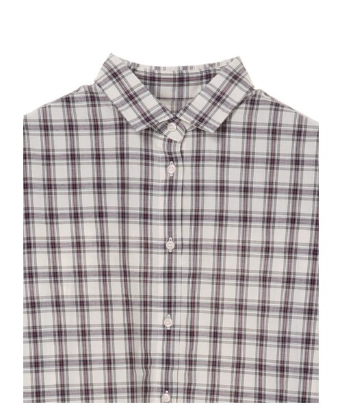 earth music&ecology（アースミュージックアンドエコロジー）の「【Special Price】40キャンブリック半袖2wayシャツ（トップス・アイボリー/ネイビー/チェックネイビー/チェックベージュ/チェックブラック/チェックアイボリー・F）」の17枚目の写真