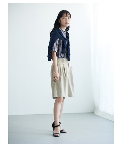 earth music&ecology（アースミュージックアンドエコロジー）の「【Special Price】40キャンブリック半袖2wayシャツ（トップス・アイボリー/ネイビー/チェックネイビー/チェックベージュ/チェックブラック/チェックアイボリー・F）」の13枚目の写真