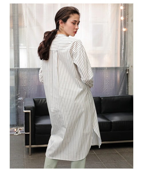 YECCA VECCA(イェッカヴェッカ)の「【Special Price】・ストライプ柄シャツワンピース(ワンピース/ドレス・オフホワイト/ベージュ・F)」の5枚目の写真