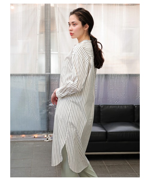 YECCA VECCA(イェッカヴェッカ)の「【Special Price】・ストライプ柄シャツワンピース(ワンピース/ドレス・オフホワイト/ベージュ・F)」の4枚目の写真