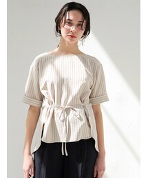 YECCA VECCA | 【Special Price】ストライプ柄リボン付キブラウス(トップス)