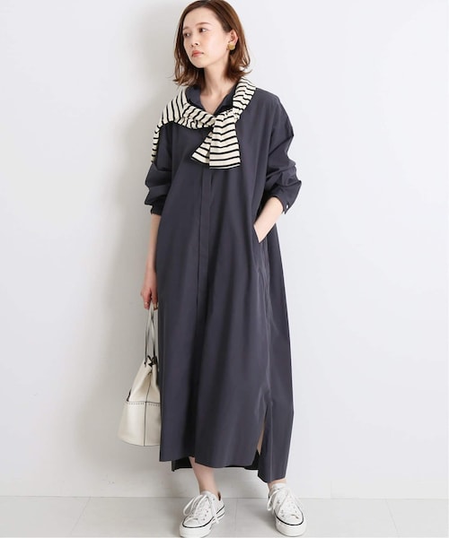 IENA（イエナ）の「コットンシルクロングシャツワンピース