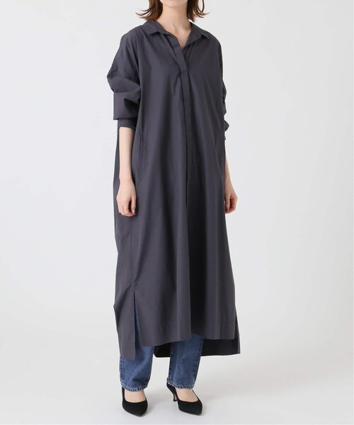 IENA/イエナ　コットンシルク　オーバーサイズ　ロングワンピース　36 IENA（イエナ）の「コットンシルクロングシャツワンピース