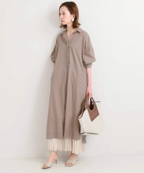 IENA（イエナ）の「コットンシルクロングシャツワンピース