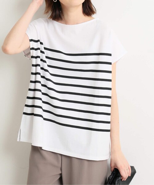 SLOBE IENA（スローブイエナ）の「パネルボーダーフレンチスリーブT
