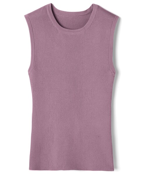 GRL（グレイル）の「リブニットタンクトップ（タンクトップ・レディース・ベージュ/オフホワイト/ラベンダー/ピンク/イエロー/ブラック・M）」の4枚目の写真