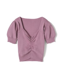 GRL | フロントギャザーショート丈ニットトップス(Tシャツ/カットソー)