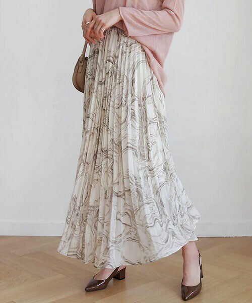 DHOLIC（ディーホリック）の「マーブリングプリーツスカート（スカート・レディース・ピンク/ベージュ/グリーン・FREE）」の2枚目の写真