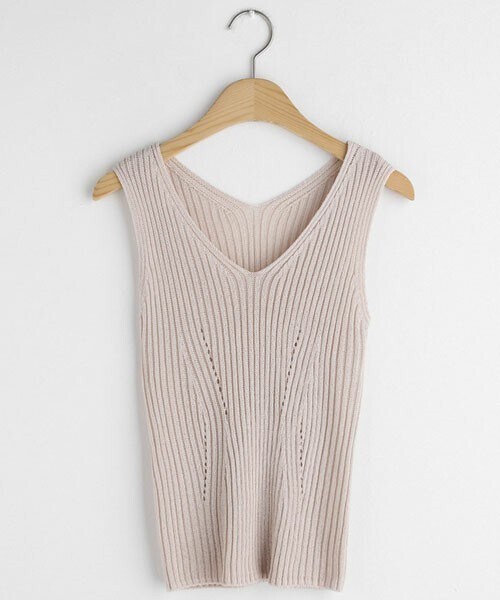 DHOLIC（ディーホリック）の「2WAYリブVネックスリーブレス（タンクトップ・レディース・ブラウン/レッド/オレンジ/ホワイト/ベージュ/グリーン/その他/ブラック・FREE）」の4枚目の写真