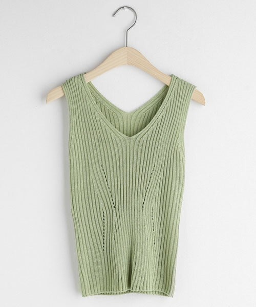 DHOLIC（ディーホリック）の「2WAYリブVネックスリーブレス（タンクトップ・レディース・ブラウン/レッド/オレンジ/ホワイト/ベージュ/グリーン/その他/ブラック・FREE）」の5枚目の写真