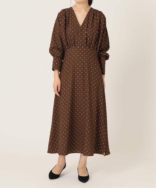 新品　ヴェルメイユパーイエナ アムンゼンドットVネックワンピース　ロングワンピ VERMEIL par iena（ヴェルメイユパーイエナ）の「アムンゼン