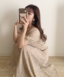 mysty woman | フラワー5分袖マキシワンピース(ワンピース/ドレス)