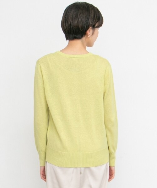 KBF（ケイビーエフ）の「illi 亞麻混紡圓領開襟衫（トップス・レディース・淺膚色/橘色/淺綠色/黑色・one）」の11枚目の写真