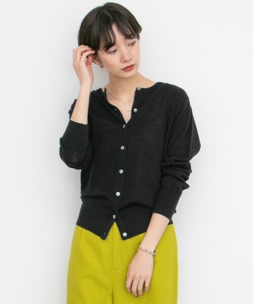 KBF（ケイビーエフ）の「illi 亞麻混紡圓領開襟衫（トップス・レディース・淺膚色/橘色/淺綠色/黑色・one）」の6枚目の写真