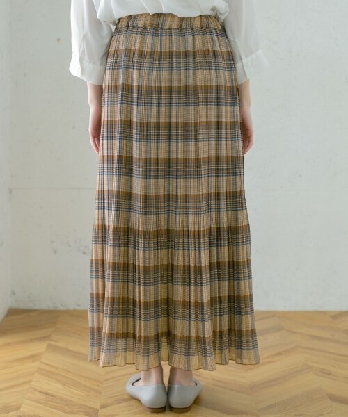KBF（ケイビーエフ）の「格紋漸變百褶裙（スカート・レディース・棕色/灰色/黃色・one）」の16枚目の写真